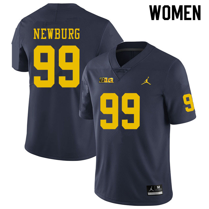 Women #99 Gabe Newburg Michigan Wolverines College Football Jerseys Sale-Navy